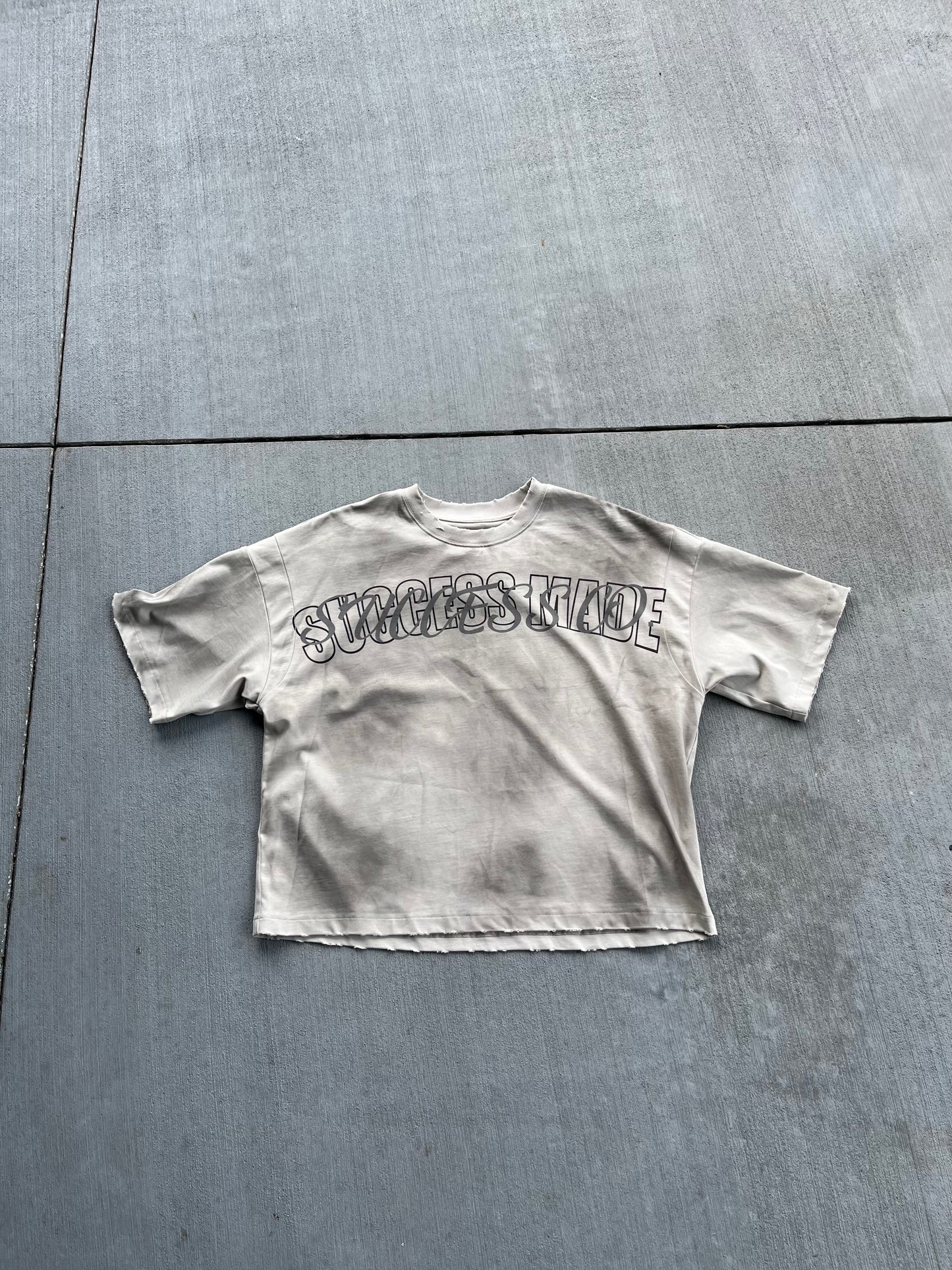 "SUCCESS MADE" Distressed T-shirt Set