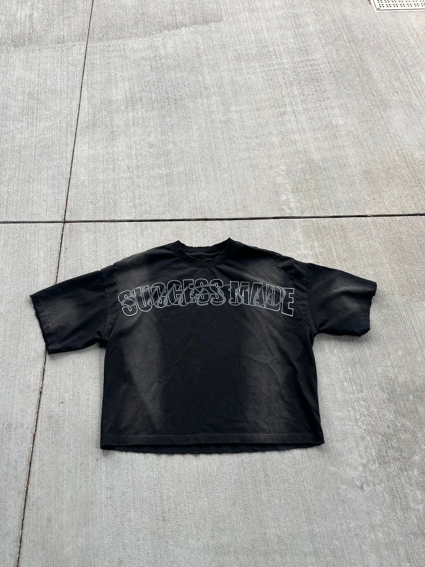 "SUCCESS MADE" Distressed T-shirt Set
