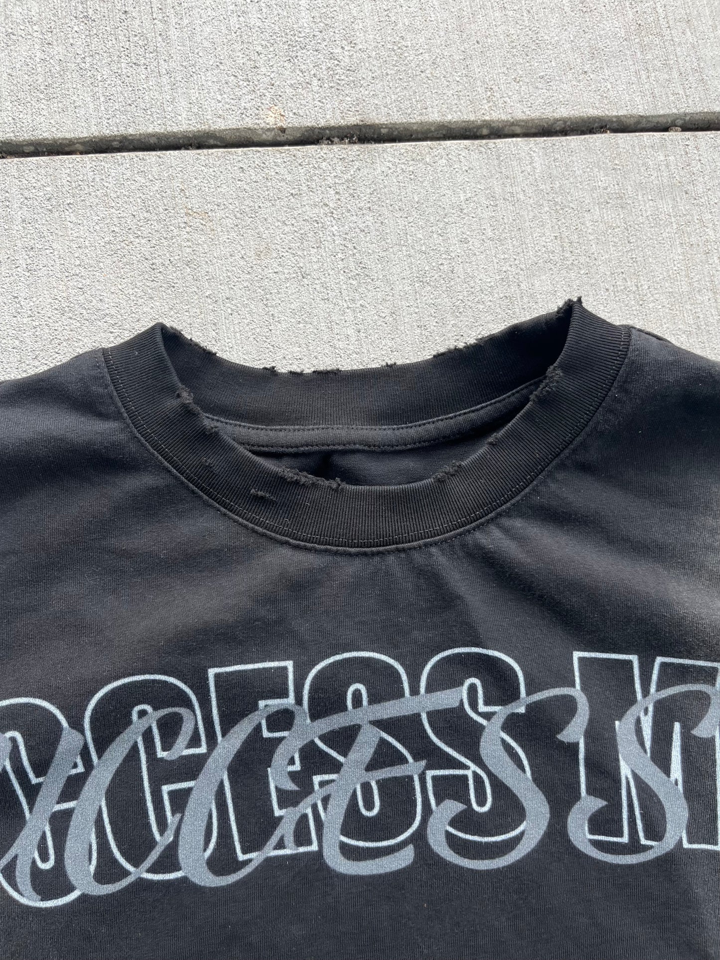 "SUCCESS MADE" Distressed T-shirt Black