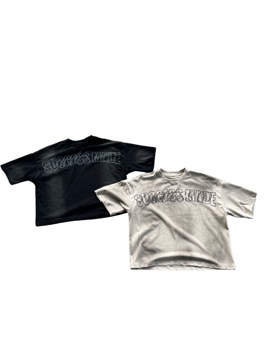 "SUCCESS MADE" Distressed T-shirt Set