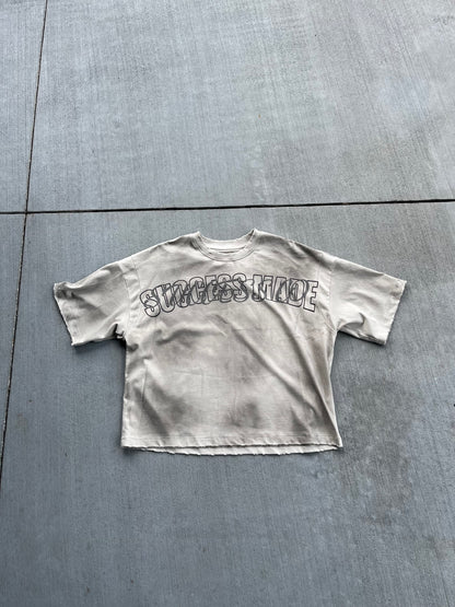 "SUCCESS MADE" Distressed T-shirt Set