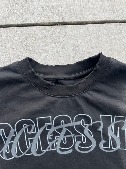 "SUCCESS MADE" Distressed T-shirt Black